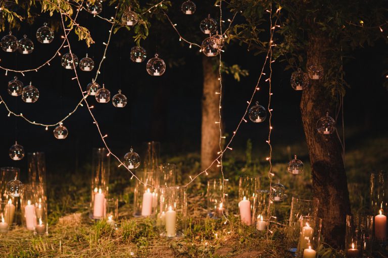 custom event design - wedding nighttime lights